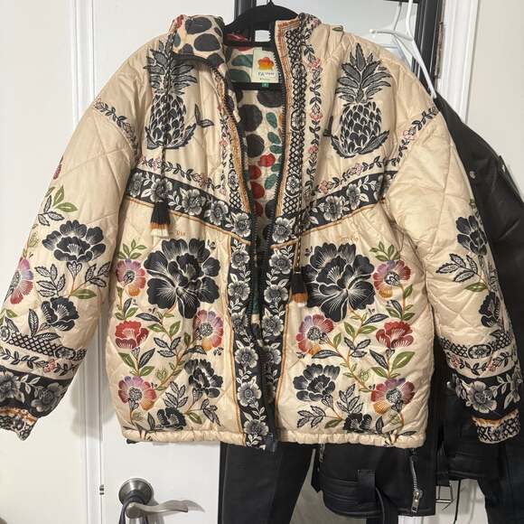 Farm Rio Jackets & Blazers - Farm Rio Romantic Garden Reversible Puffer Jacket